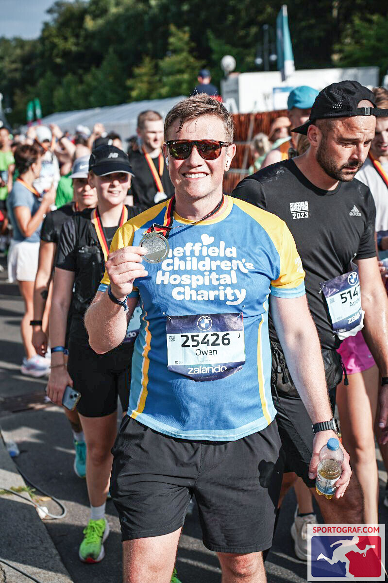 Owen completes marathon challenge for children’s hospital charity